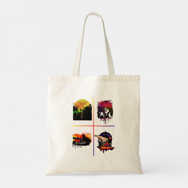 Hip Hop Elemente Budget Tote MC DJ Breakdance Tragetasche (Rückseite)