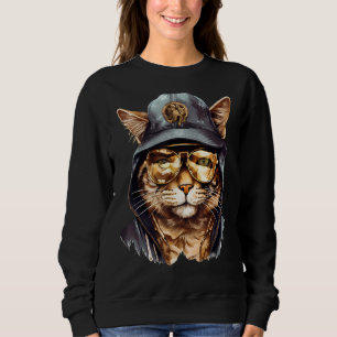 Hip Hop Gangster Cat Tragen Sonnenbrille Sweatshirt