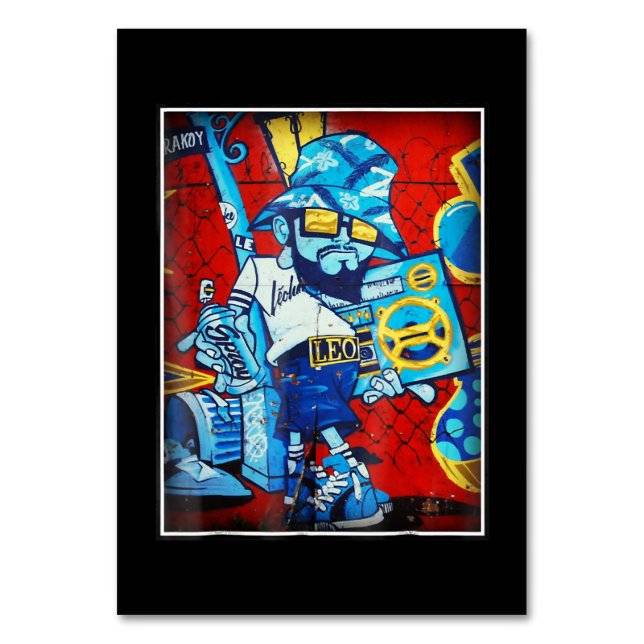 Hip Hop-Geschenk | HipHop Grafi Boombox-Zeichen Tischnummer (Vorderseite)