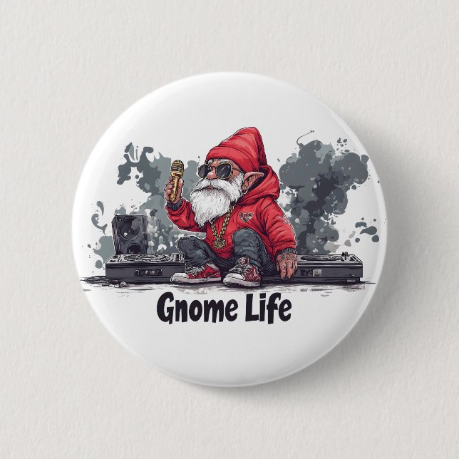 Hip Hop Gnome Illustration - Gnome Life Button (Vorderseite)