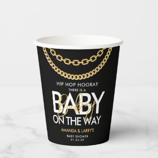 Hip Hop Gold Chain Baby Dusche Pappbecher