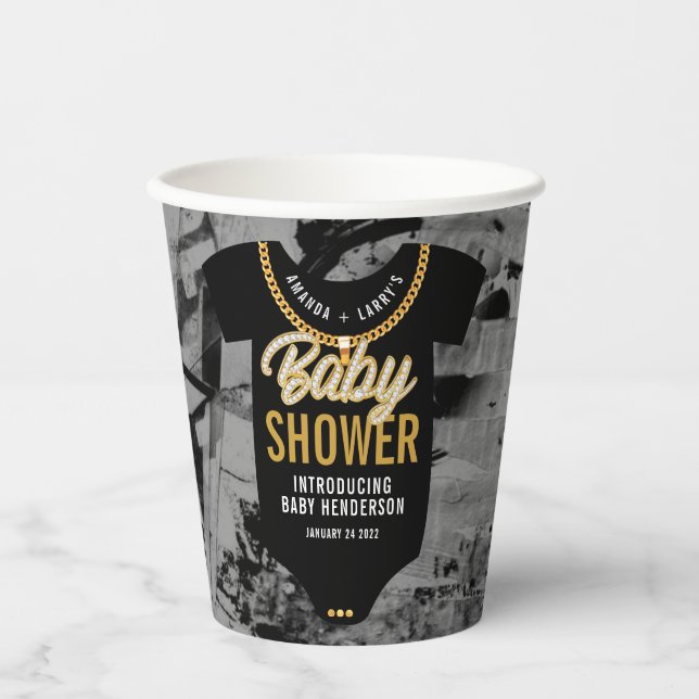 Hip Hop Gold Chain Baby Dusche Pappbecher (Vorderseite)