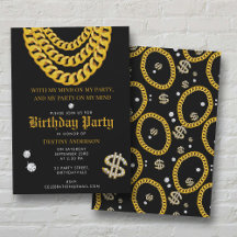 Hip Hop Gold Cuban Link Chain 90's Birthday Party