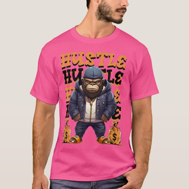 Hip Hop Gorilla Hustle Money Ape Streetwear T-Shirt (Vorderseite)