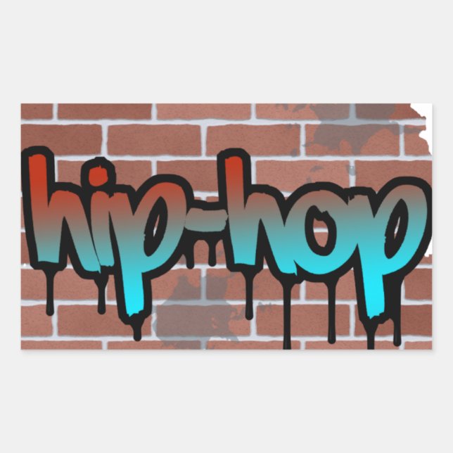 Hip Hop Graffiti-Design Rechteckiger Aufkleber (Vorderseite)