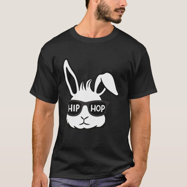Hip Hop Happy Easter  Bunny Glasses Rabbit Eggs Hu T-Shirt (Vorderseite)