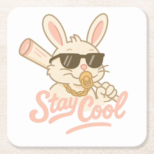  Hip Hop Hare Rechteckiger Pappuntersetzer (Vorderseite)