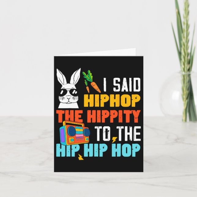 Hip Hop Hippity Funny Easter Bunny Boys Girls Kind Karte (Vorderseite)