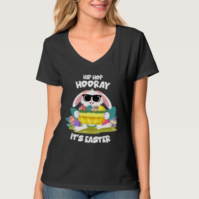 Hip Hop Hooray Easter Bunny Egg Hunt Happy Spring  T-Shirt (Vorderseite)
