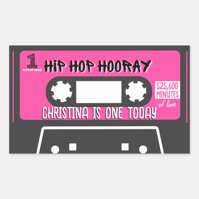 Hip Hop Hooray Notorious ONE 1st Birthday Mixtape Rechteckiger Aufkleber (Vorderseite)