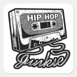 Hip Hop Junkie Golden Era Rap Musik Quadratischer Aufkleber