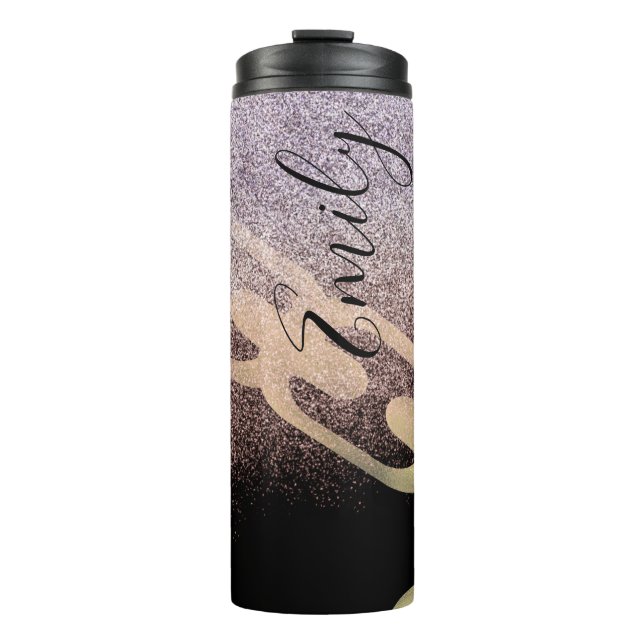 Hip Hop Kette Imitate Glitzern Mit Monogramm Name Thermosbecher (Vorderseite)
