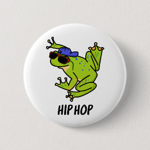 Hip Hop Lustiger Hüpfender Frosch Wortspiel Button