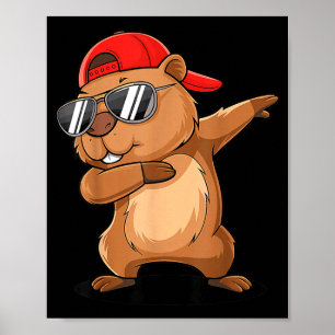 Hip Hop Murmeltier Dabbing mit rückwärts Cap Boden Poster