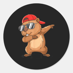 Hip Hop Murmeltier Dabbing mit rückwärts gerichtet Runder Aufkleber