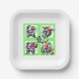 Hip Hop Oaster Bunny Buddies, Neon Green | Pappteller