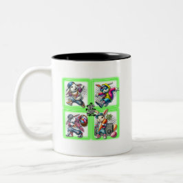 Hip Hop Oaster Bunny Buddies, Neon Green | Zweifarbige Tasse