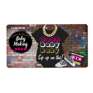 Hip Hop Pink Mini Champagner Flaschen Etiketten