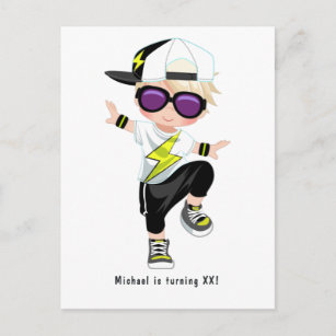 Hip Hop Rap Boy Break Dancer Birthday Party Postkarte