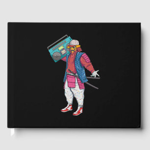 Hip Hop Samurai mit Boombox Stereo Retro 80er Gästebuch
