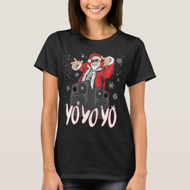 Hip Hop Santa Claus Gangster Rap Weihnachten Yo Yo T-Shirt (Vorderseite)