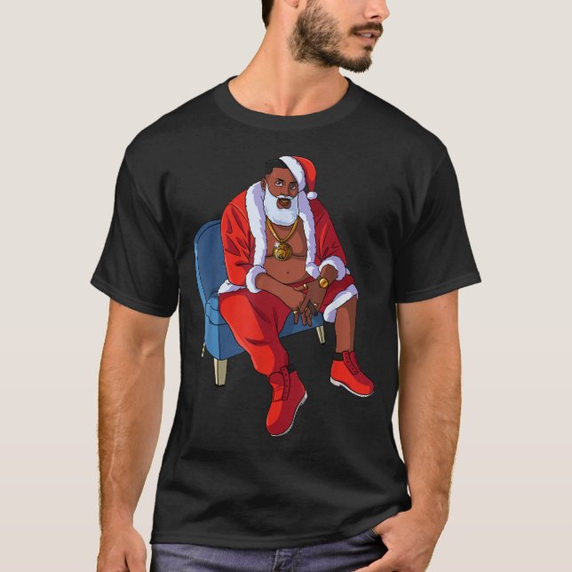 Hip Hop Santa Claus Rap Weihnachten Coole Black Ga T-Shirt (Vorderseite)