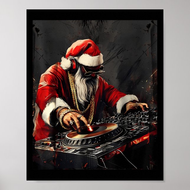 Hip Hop Santa Dj Weihnachten Poster (Vorne)