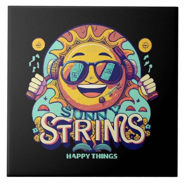 Hip-Hop-Sonne Fliese (Vorderseite)