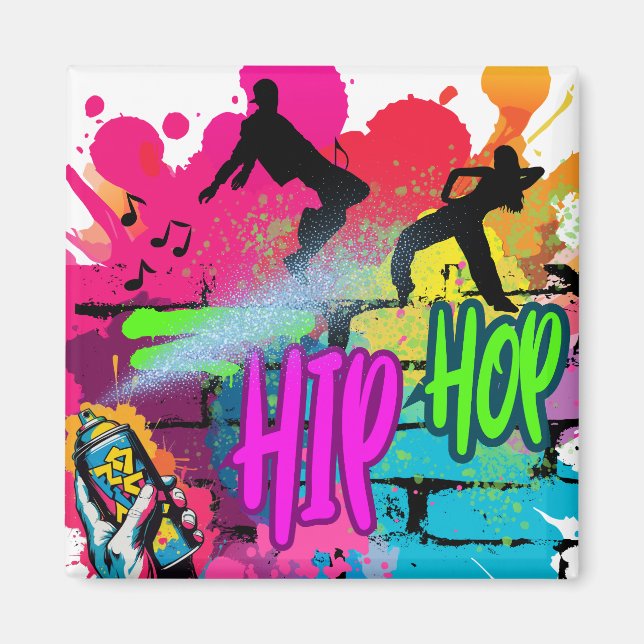 Hip-Hop Street Art – Vibrant Urban Energy Magnet (Vorne)