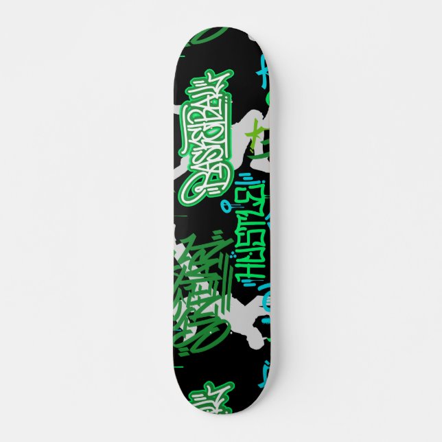 Hip Hop Street Arts Pattern Black BG 2 Skateboard (Vorne)