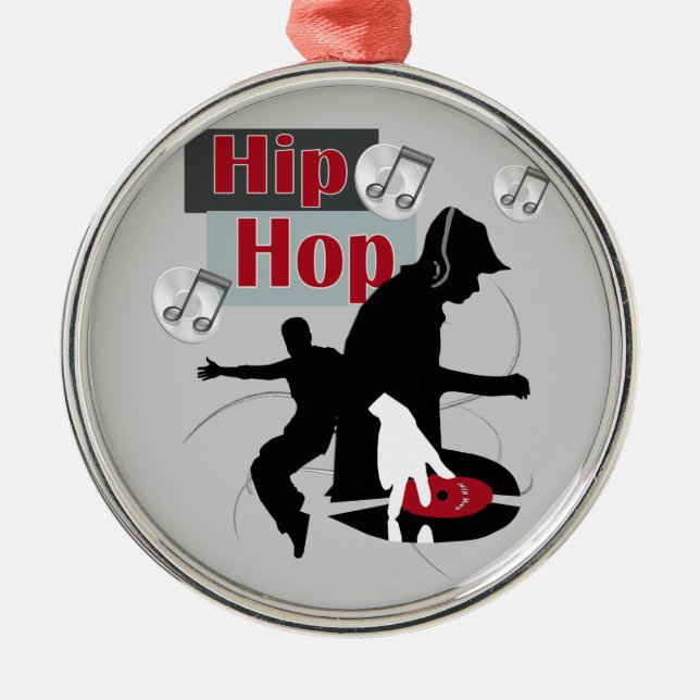 Hip Hop Tanz mit DJ-Ornament Silbernes Ornament (Vorne)