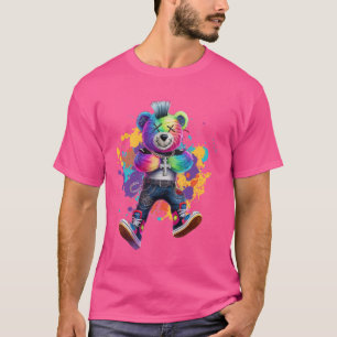 Hip-Hop-Teddy-Bär Buntes TeddyBär Grafik T-Shirt