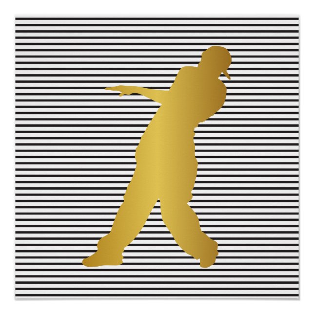 Hip Hop Urban Dance Boy Stripes Schwarz-weiß Poster (Vorderseite)