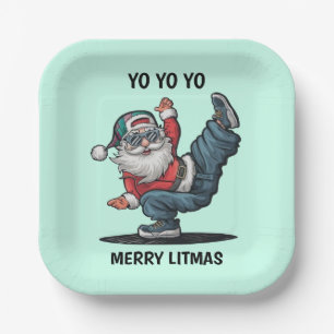 Hip Hop Weihnachtsmann Pappteller