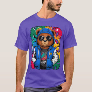 Hip Hopeddy Bär mit Sonnenbrille Rap Musik Freund  T-Shirt