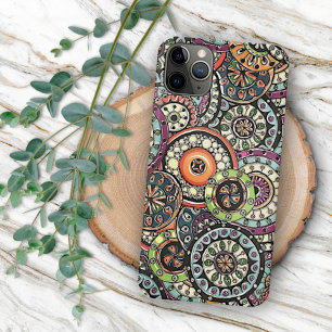 Hip Retro Chic Funky Floral Kreis Kunst Muster iPhone 15 Pro Max Hülle