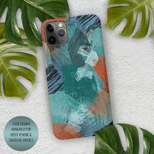 Hip Teal Blau Mint Grün Orange Pinselstriche Kunst iPhone 16 Pro Max Hülle