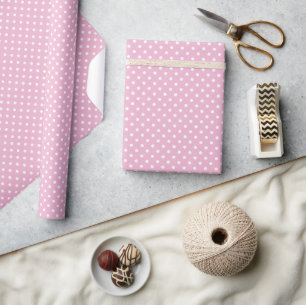 Hip Vintage Rose Rosa Weiß Polka Punkte Muster Geschenkpapier