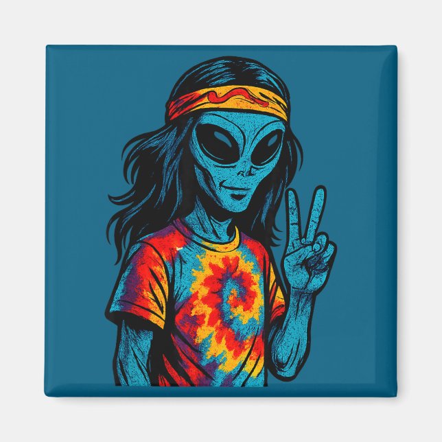 Hipe Alien Tie-dye Design  Magnet (Vorne)