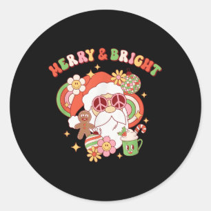 Hipe Santa Clause Merry and Bright Groovy Christma Runder Aufkleber