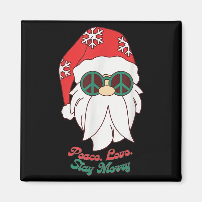 Hipe Santa Groovy Peace Sign Weihnachten Magnet (Vorne)
