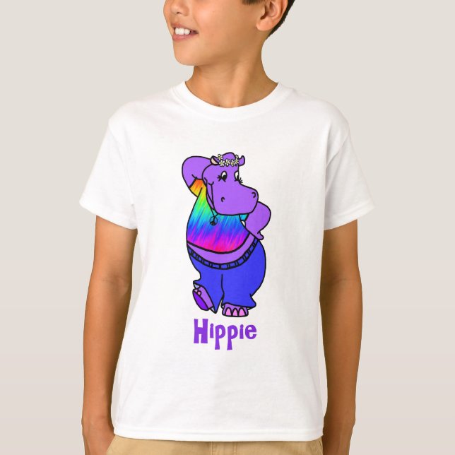 "Hippe" Hippieflusspferd T-Shirt (Vorderseite)