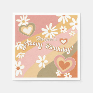 Hippie 60er 70er Retro Daisy Floral Groovy Birthda Serviette