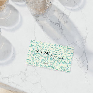 Hippie 70er Blue Marble Liquid Swirl Boho Muster Visitenkarte