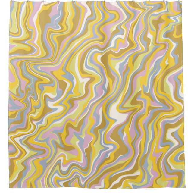 Hippie 70er Green Marble Liquid Swirl Boho Muster Duschvorhang (Vorderseite)