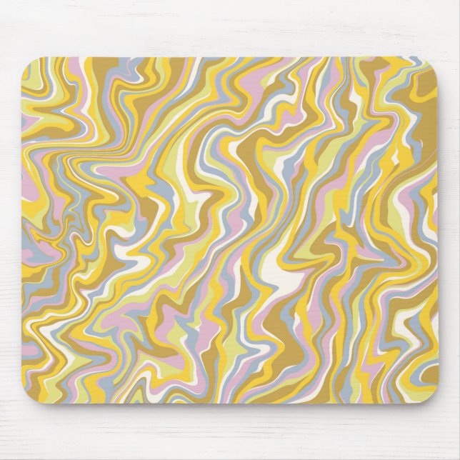 Hippie 70er Green Marble Liquid Swirl Boho Muster Mousepad (Vorne)