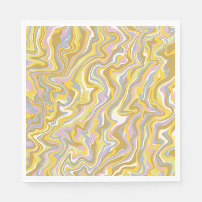 Hippie 70er Green Marble Liquid Swirl Boho Muster Serviette (Vorderseite)