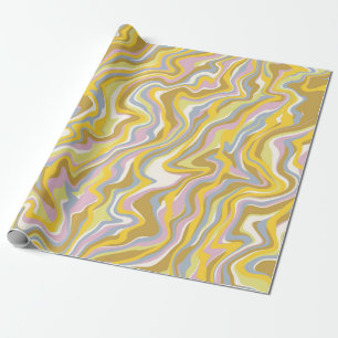 Hippie 70er Jahre Grün Marmor Flüssig Wirbel Boho Geschenkpapier