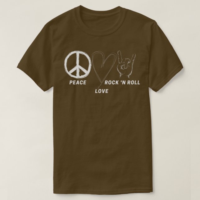 Hippie 70er Peace Liebe Rock'n'Roll Coole Band Lov T-Shirt (Design vorne)
