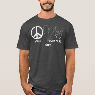 Hippie 70er Peace Liebe Rock'n'Roll Coole Band Lov T-Shirt